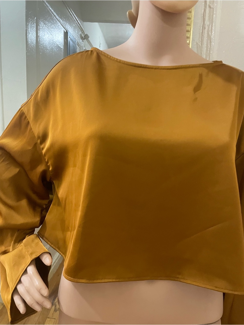 NAP Satin-Look Blouse in Mustard - Picture 10 of 16